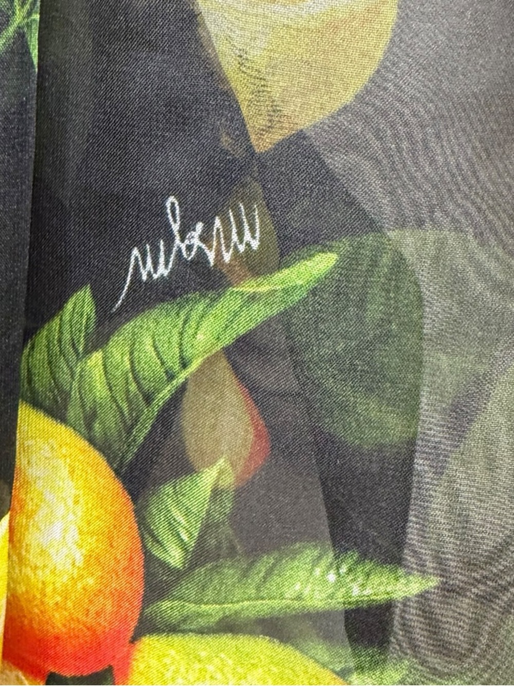 MSGM NWT Black Multicolor Fruit Sheer Tie Front Blouse Size 46 - Picture 7 of 9